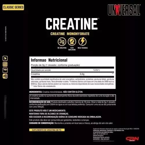 X2 Creatina Universal 200g Total 400g - Energy Suplementos